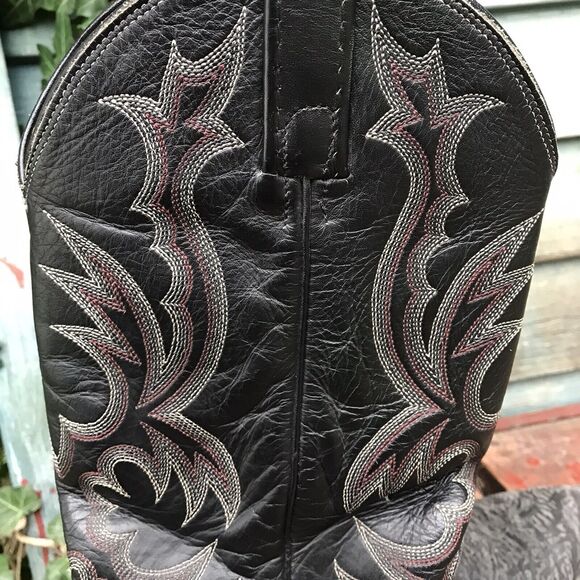 Mens DAN POST Charcoal Black Gray Leather Cowboy Boots Size 9 D 17049 main image 9